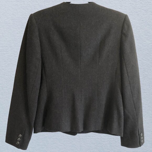 Evan-Picone VTG collarless gray single button blazer - Picture 3 of 10